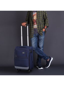 The Clownfish - Polyester Soft Case Suitcase 4 Wheel Trolley Bag - Navy Blue (S)