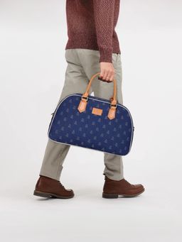 The Clownfish - Tapestry & Faux Leather Unisex Travel Duffle Bag 24L - Denim Blue (S)