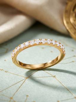 Ornate Jewels - 9K Yellow Gold 0.49 Carat Lab Grown Diamond Sparkling Band Ring for Women