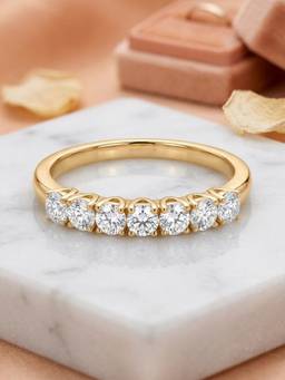 Ornate Jewels - 10K Yellow Gold 0.49 Carat Lab Grown Diamond Sparkling Band Ring for Women