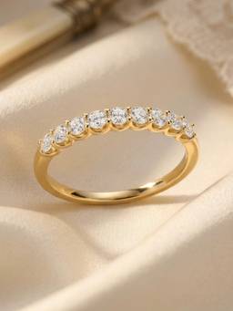 Ornate Jewels - 14K Yellow Gold 0.54 Carat Lab Grown Diamond Band Wedding Ring for Women