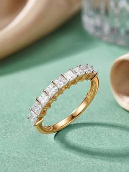 Ornate Jewels - 10K Yellow Gold 0.81 Carat Lab Grown Diamond Band Wedding Ring for Women