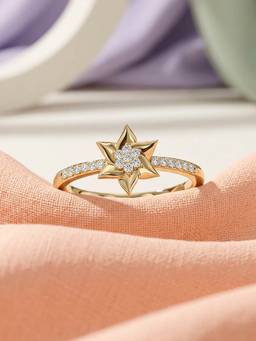 Ornate Jewels - 10K Yellow Gold 0.10 Carat Lab Grown Diamond Floral Wedding Ring for Women