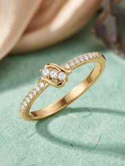 Ornate Jewels - 14K Yellow Gold 0.13 Carat Lab Grown Diamond Sparkle Ring for Women