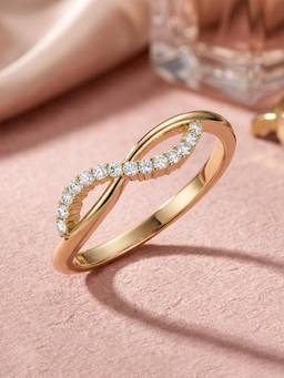 Ornate Jewels - 14K Yellow Gold 0.11 Carat Lab Grown Diamond Infinite Sparkle Ring for Women