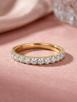 Ornate Jewels - 9K Yellow Gold 0.70 Carat Lab Grown Diamond Band Wedding Ring for Women