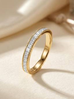 Ornate Jewels - 10K Yellow Gold 0.50 Carat Princess Lab Grown Diamond Band Ring for Women