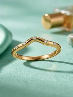 Ornate Jewels - 14K Yellow Gold 0.025 Carat Lab Grown Diamond Band Ring for Women