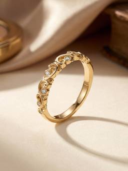Ornate Jewels - 10K Yellow Gold 0.45 Carat Lab Grown Diamond Band Wedding Ring for Women
