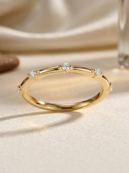 Ornate Jewels - 10K Yellow Gold 0.12 Carat Lab Grown Diamond Starlit Sparkle Ring for Women