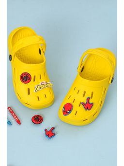 Yellow Bee - Marvel Spider Man Clogs with 3D Face Emblem Web Gesture Charms for Boys-Yellow