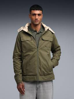Puma - Essentials Mens Hooded Twill Parka Jacket - Green