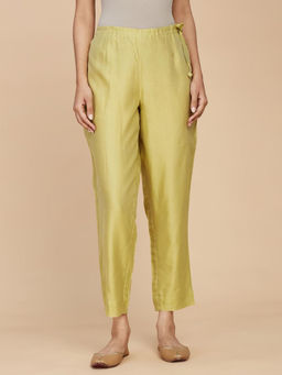Fabindia - Green Cotton Silk Ankle Length Ijar Pant
