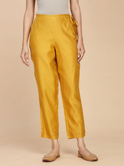 Fabindia - Mustard Cotton Silk Ankle Length Ijar Pant