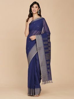 Fabindia - Indigo Cotton Jamdani Woven Saree