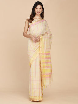 Fabindia - Beige Cotton Woven Saree