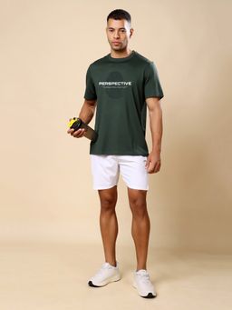The Fit Theory - Men Nylon Green Typography Crew Neck T-Shirt