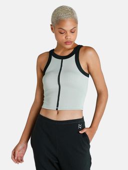 Puma - Exhale Women Green Ribbed Performance Tank Top