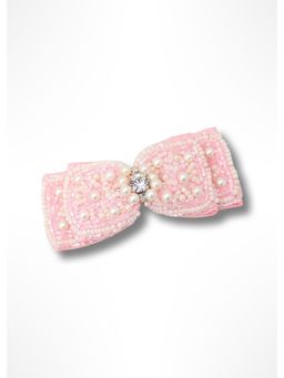 Choko - Kids Pearl And Cutdana Embroidered Pink Hair Clip