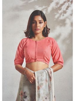 SALWAR STUDIO - Peach Linen Readymade Blouse