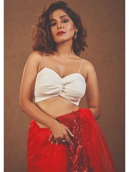 SALWAR STUDIO - White Knotted Readymade Blouse