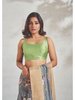 SALWAR STUDIO - Pistachio Green Sleeveless Readymade Blouse