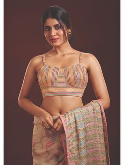 SALWAR STUDIO - Multi-color Striped Bustier Readymade Blouse