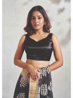 SALWAR STUDIO - Black Gajji Silk Readymade Blouse