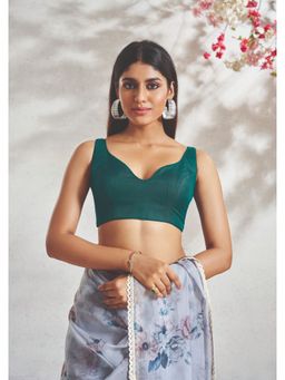 SALWAR STUDIO - Green Royal Silk Readymade Blouse