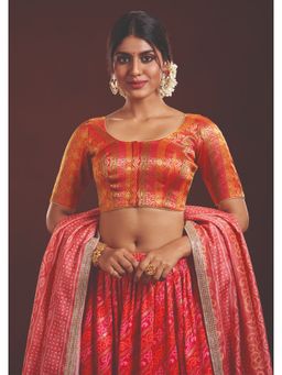 SALWAR STUDIO - Red Brocade Readymade Blouse