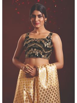 SALWAR STUDIO - Black Embroidered Readymade Blouse