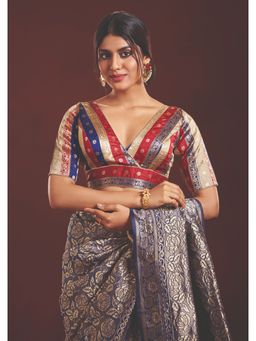 SALWAR STUDIO - Striped Brocade Readymade Blouse