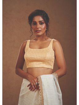 SALWAR STUDIO - Cream Embroidered Readymade Blouse