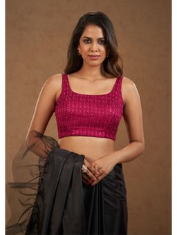 SALWAR STUDIO - Wine Embroidered Readymade Blouse