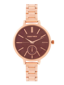 Joker and Witch - Joker & Witch Women Sleek Maroon Dial Metallic Rose Gold Strap Watch (AMWW1085) (M)