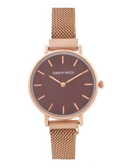 Joker and Witch - Joker & Witch Women Natalie Maroon Dial Rose Gold Metallic Strap Watch (AMWW1102) (M)