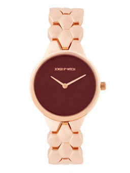 Joker and Witch - Joker & Witch Women Athens Maroon Dial Rose Gold Metallic Strap Watch (AMWW1108) (M)
