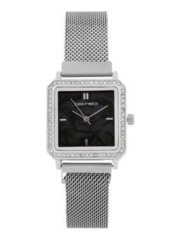 Joker and Witch - Joker & Witch Women Octa Black Square Dial Silver Metallic Strap Watch (AMWW1112) (M)