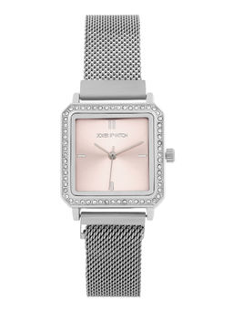 Joker and Witch - Joker & Witch Women Octa Light Pink Square Dial Silver Metallic Strap Watch (AMWW1113) (M)