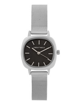 Joker and Witch - Joker & Witch Women Cinque Black Square Dial Silver Metallic Strap Watch (AMWW1119) (M)