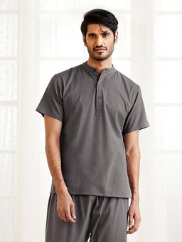 Vastramay - Mens Mud Cotton Short Kurta
