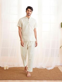 Vastramay - Mens White Cotton Kurta Pyjama (Set of 2)