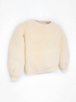 CHERRY CRUMBLE BY NITT HYMAN - Girls Smart Casual Beige Viscose Fabric Sweater