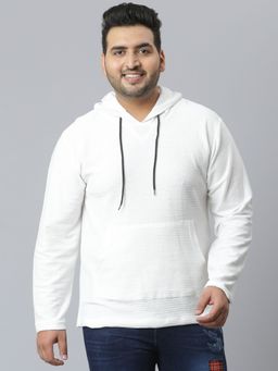 Instafab Plus - Men'S Solid Stylish Full Sleeve Hooded Casual Sweatshirts,White