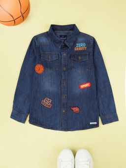 KiddoPanti - Boys Double Pocket Denim Shirt