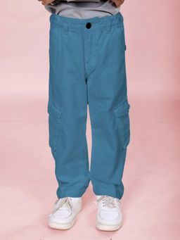 KiddoPanti - Boys Cotton Woven Solid Cargo Pant