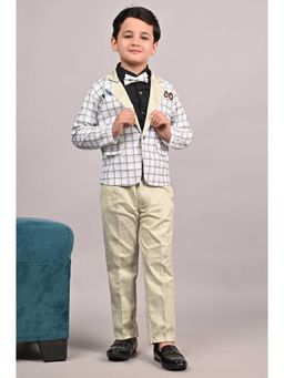 FOURFOLDS - Boys Green Checked Blazer with Shirt and Trouser with Bow