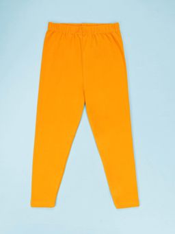 KiddoPanti - Girls Yellow Solid Slim Fit Cotton Stretch Leggings