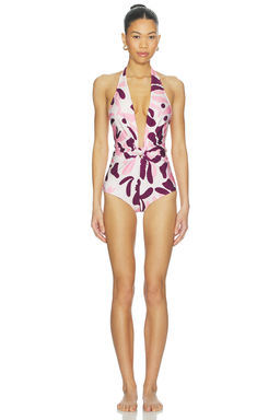 ADRIANA DEGREAS - Bold Floral Women's Unpadded Halter Neck One Piece Swimsuit Multi-Color