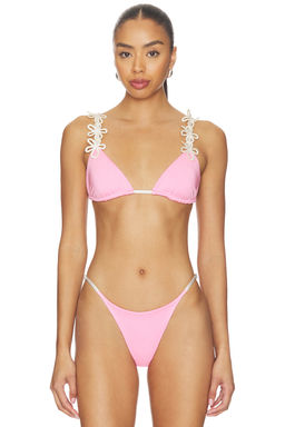 Ancora - Fiori Women's Shimmery Padded Tie-Up Bikini Top Pink